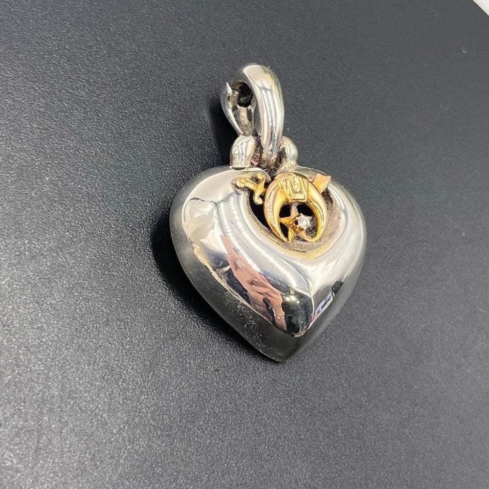 Joseph‎ Esposito Shriners 925 ESPOSIG 14K Puffy Heart 2.0 mm Diamond Pendant